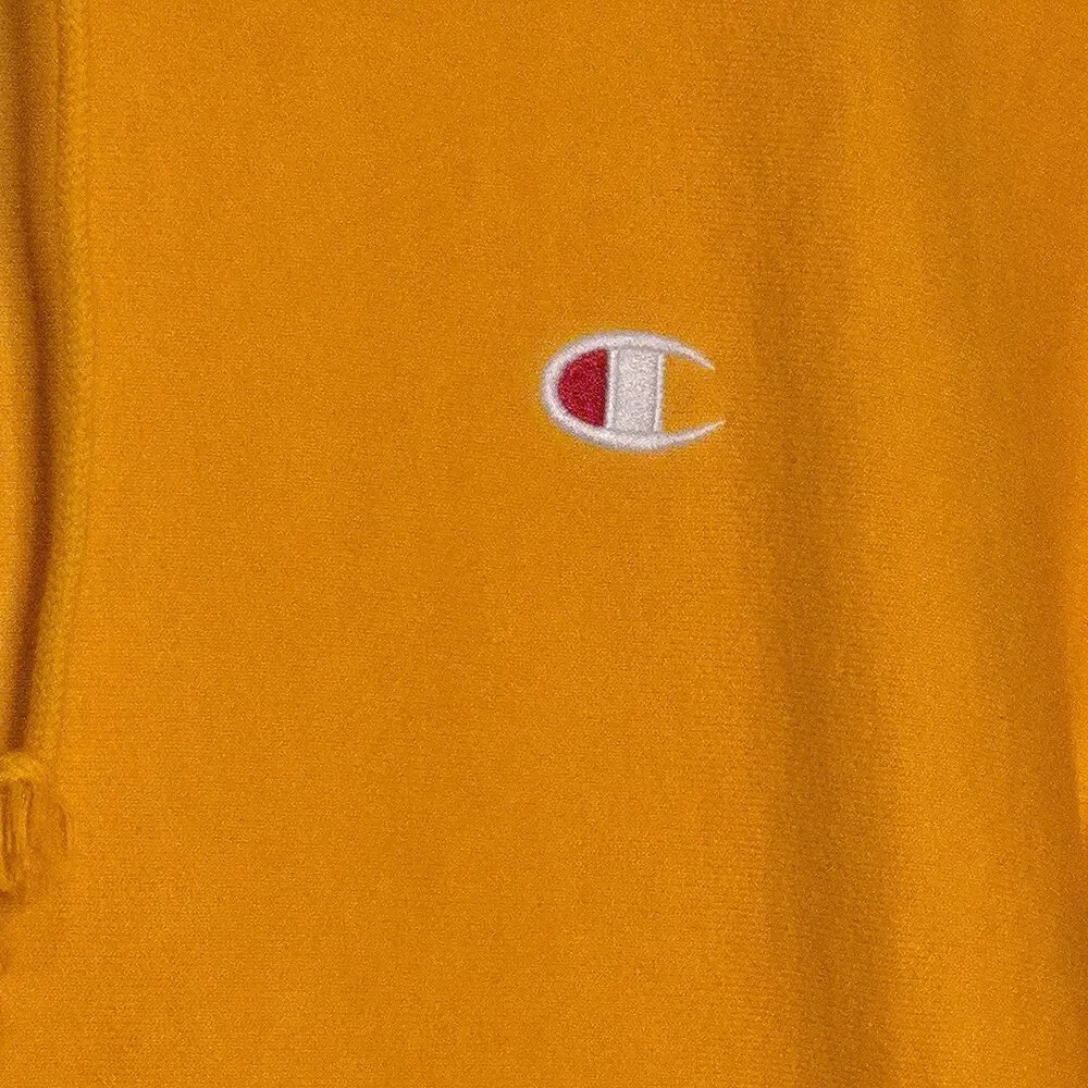 Champion Reverse Weave Hoodie C Gold Yellow Unisex Pullover Sweatshirt Large - Picture 10 of 12